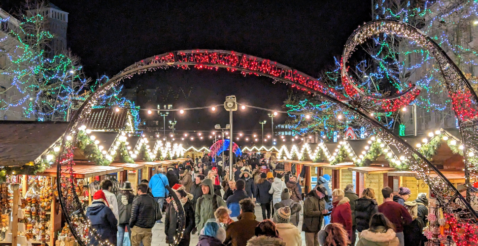 A photograph of Plymouth's Christmas market